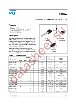 P0109DA 1AA3 datasheet  